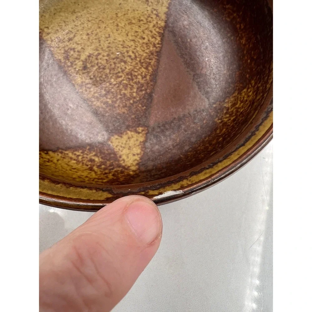 Iron Mountain Stoneware Roan Mountain Brown Bowl and Two Saucers Signed